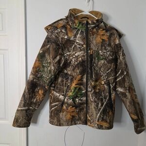 Gamehide Realtree Edge Camo Hunting Jacket Mens Med Fleece Lined Hooded Full Zip